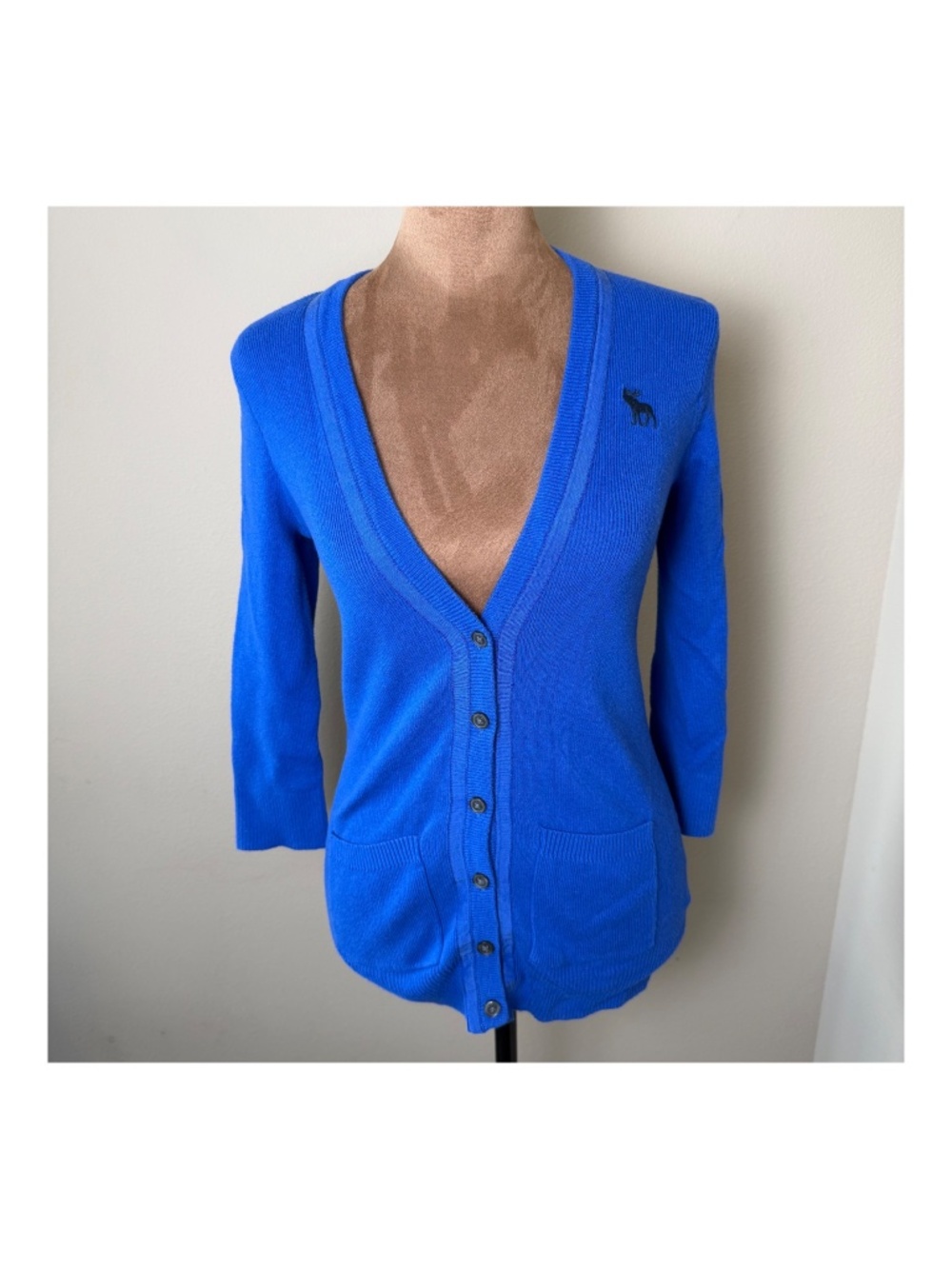 Vintage Y2K Abercrombie & Fitch Cardigan Sweater Womens Medium Blue Moose